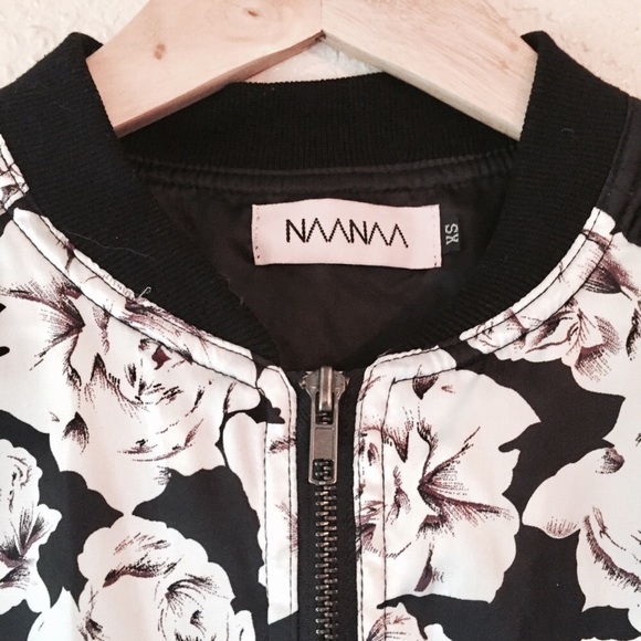 LF Naanaa bomber jacket black white rose satin extra small XS - Picture 5 of 5